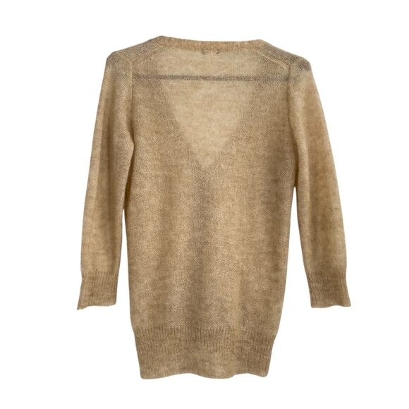 Vintage Y2K J. Crew Beige Mohair Wool Cardigan Sweater 3/4 Sleeve Womens Small - Picture 3 of 8